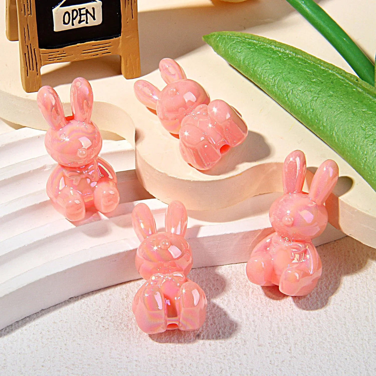 UV-plated Luminous Bunny Beads | DIY Sports Fan Bracelet & Keychain Craft Bead