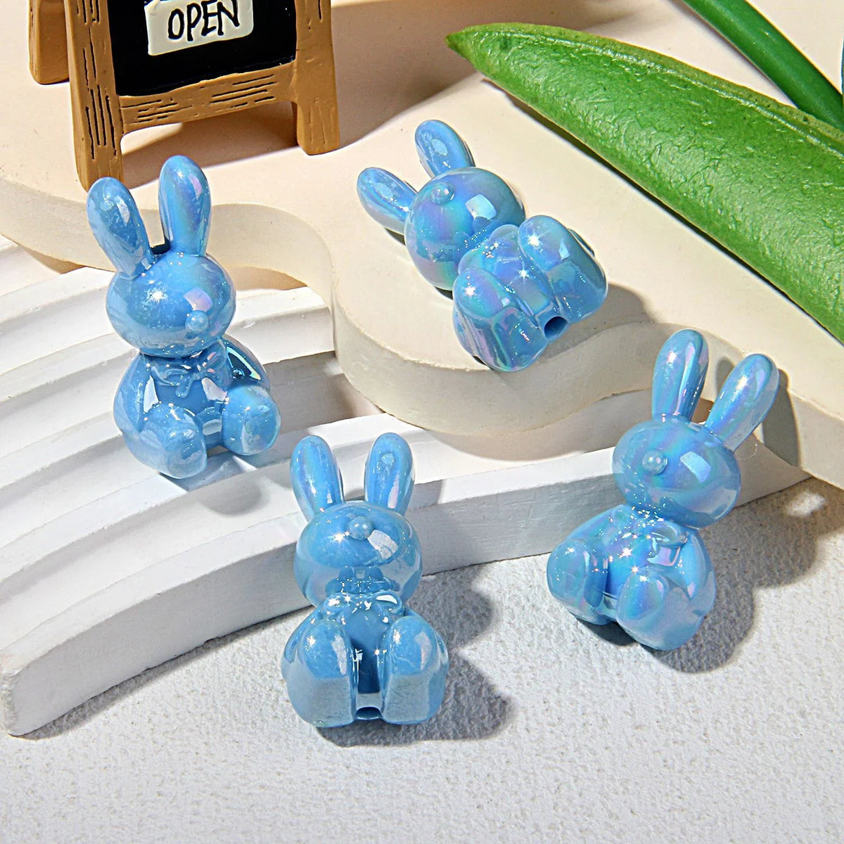 UV-plated Luminous Bunny Beads | DIY Sports Fan Bracelet & Keychain Craft Bead