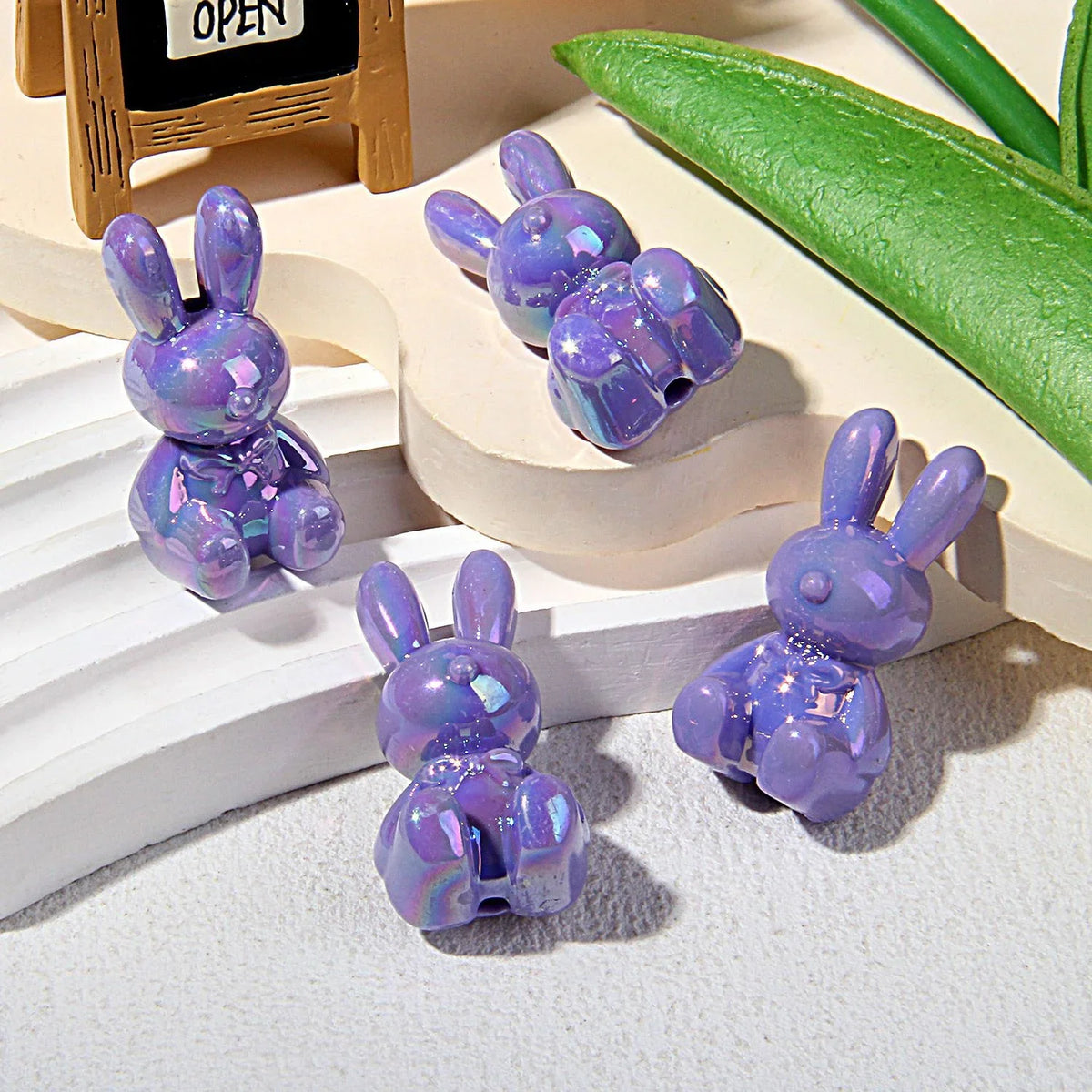 UV-plated Luminous Bunny Beads | DIY Sports Fan Bracelet & Keychain Craft Bead