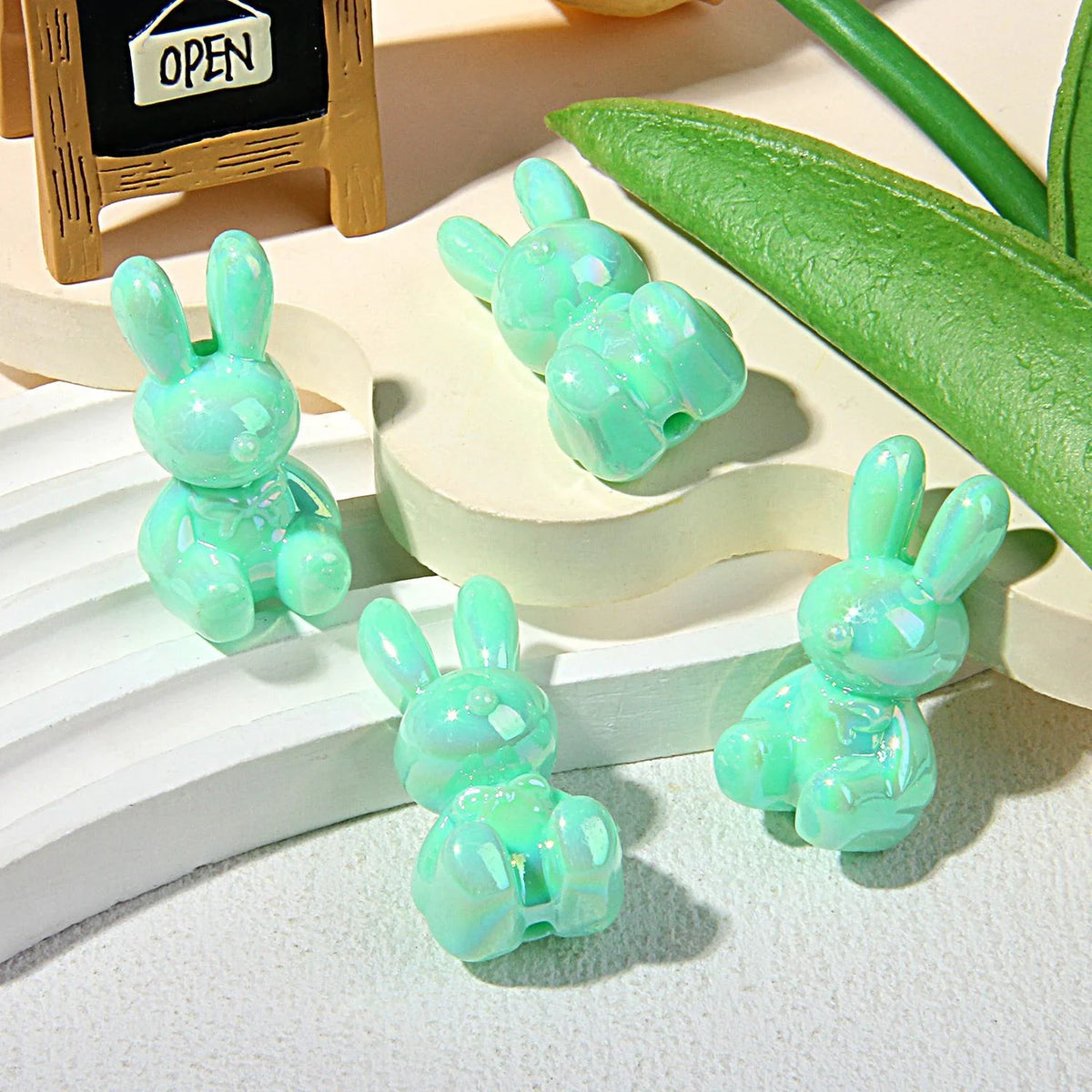 UV-plated Luminous Bunny Beads | DIY Sports Fan Bracelet & Keychain Craft Bead