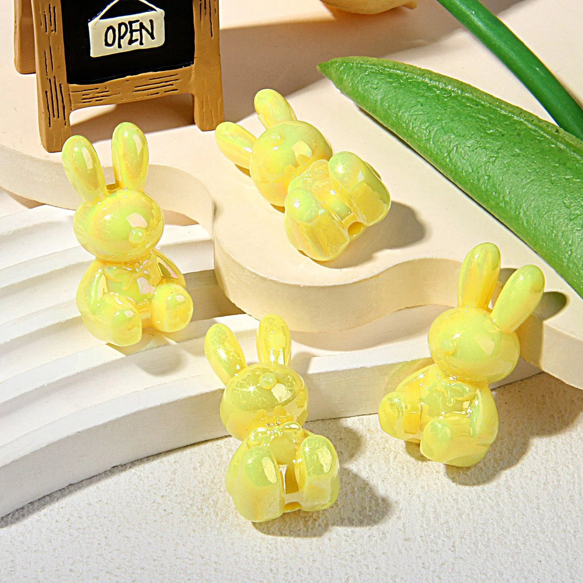 UV-plated Luminous Bunny Beads | DIY Sports Fan Bracelet & Keychain Craft Bead