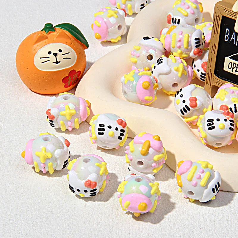 Cartoon Hand-painted Round Beads Diy Beaded