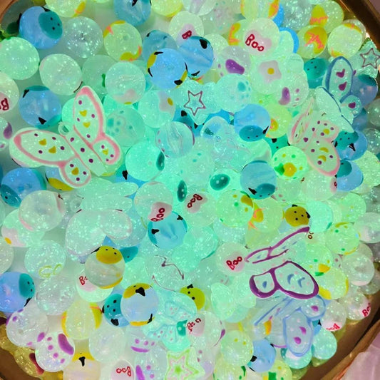 16MM Starry Sky Luminous Painted Beads Hand-painted Beads Beaded Diy Loose Beads
