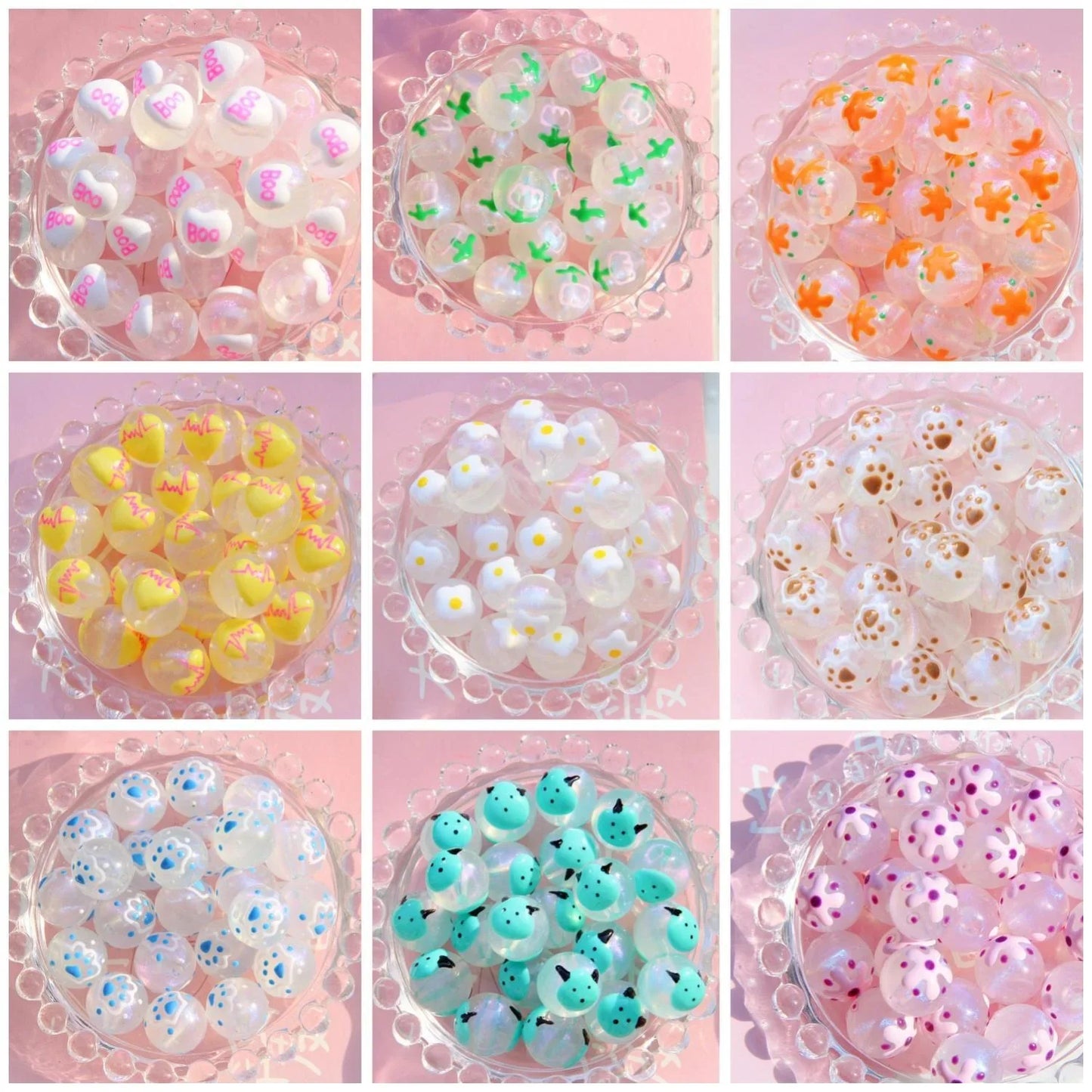 16MM Starry Sky Luminous Painted Beads Hand-painted Beads Beaded Diy Loose Beads