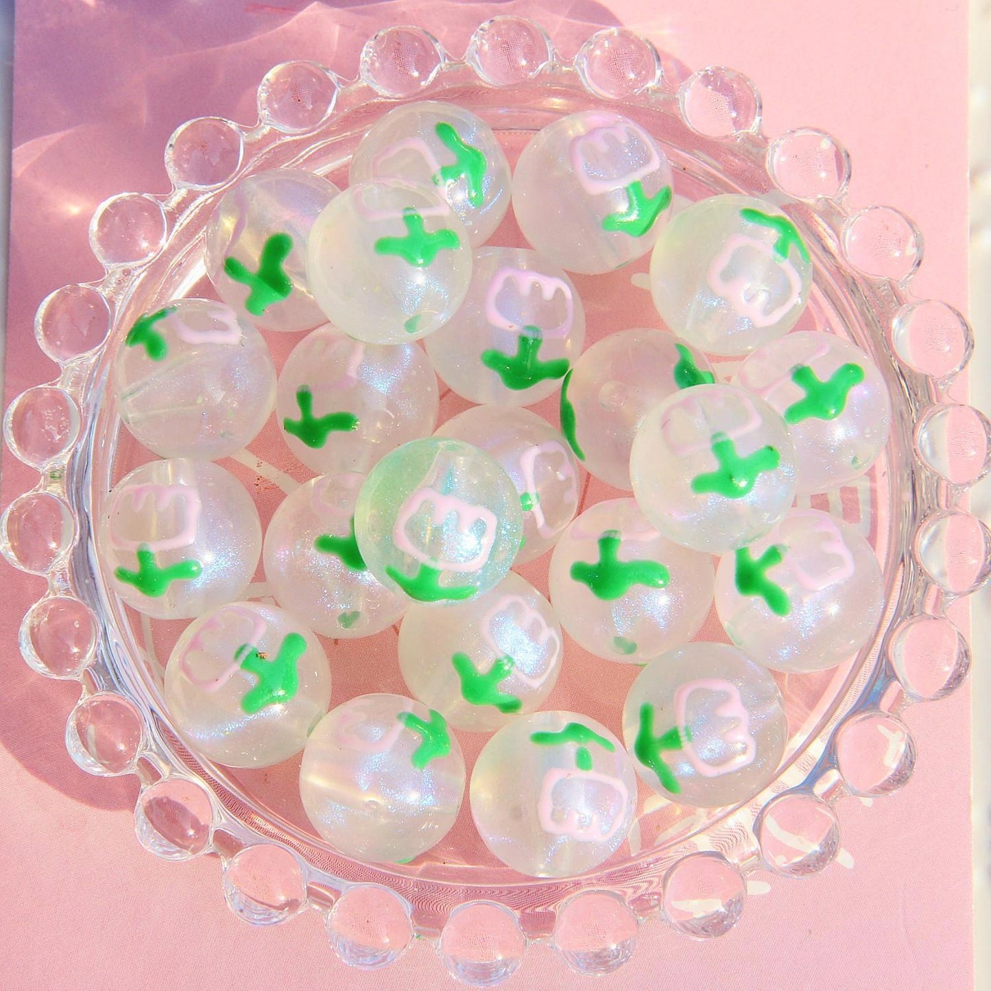 16MM Starry Sky Luminous Painted Beads Hand-painted Beads Beaded Diy Loose Beads