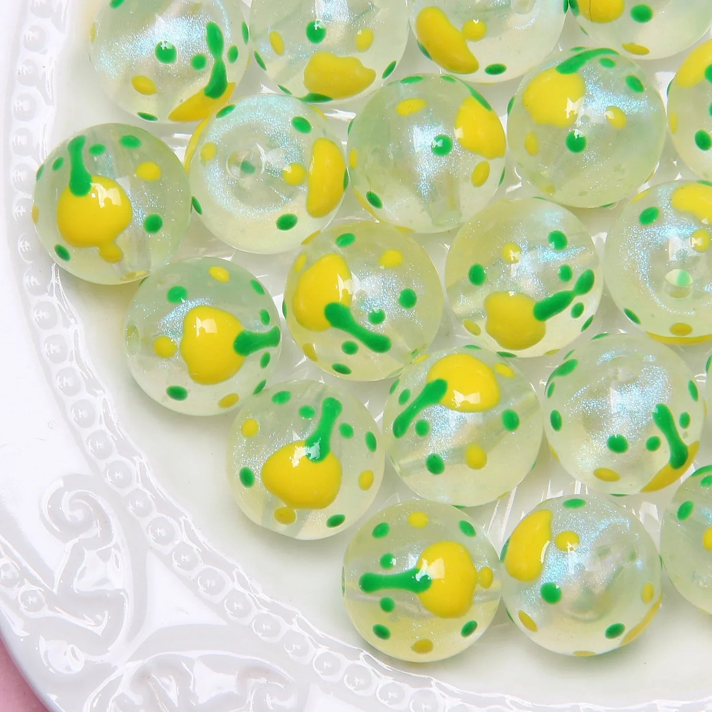 16MM Starry Sky Luminous Painted Beads Hand-painted Beads Beaded Diy Loose Beads