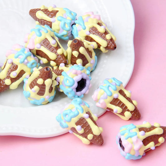 Heavy Oil Hand Painted Ice Cream Beaded Acrylic Hand Painted Beads