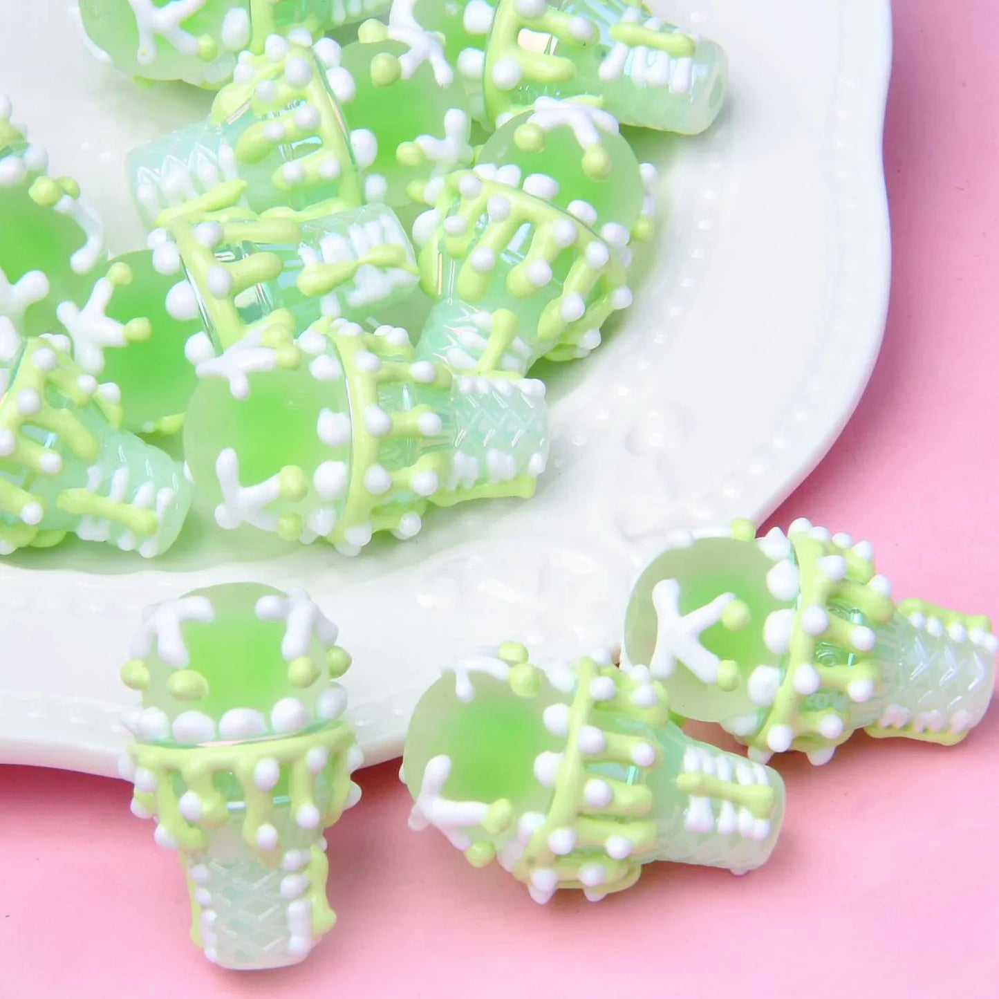 Heavy Oil Hand Painted Ice Cream Beaded Acrylic Hand Painted Beads