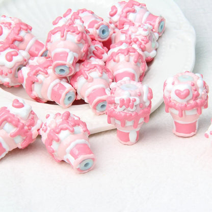 Heavy Oil Hand Painted Ice Cream Beaded Acrylic Hand Painted Beads