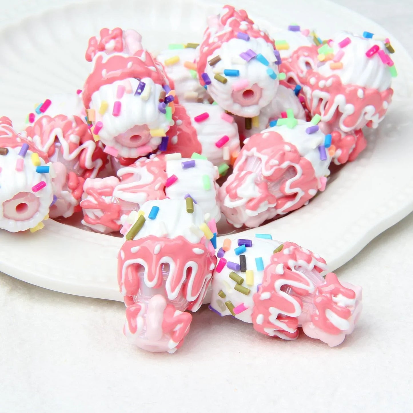 Heavy Oil Hand Painted Ice Cream Beaded Acrylic Hand Painted Beads