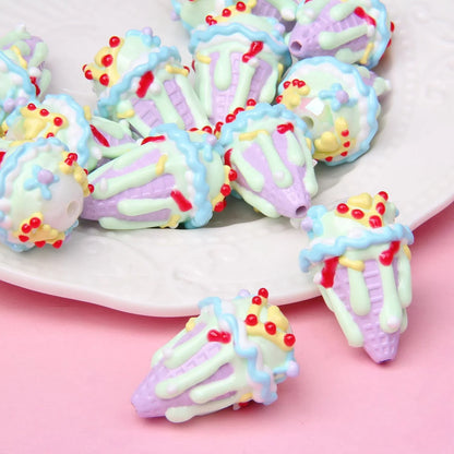 Heavy Oil Hand Painted Ice Cream Beaded Acrylic Hand Painted Beads