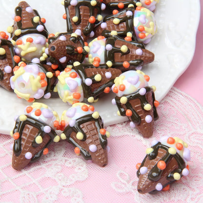 Heavy Oil Hand Painted Ice Cream Beaded Acrylic Hand Painted Beads
