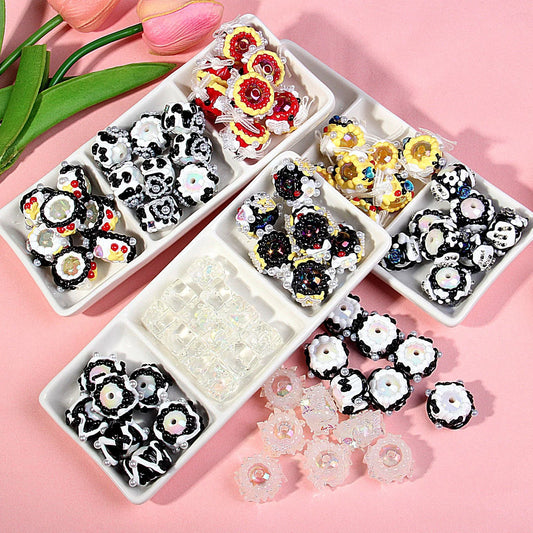 Heavy Oil Hand Painted Acrylic Transparent Colored Beaded Accessories
