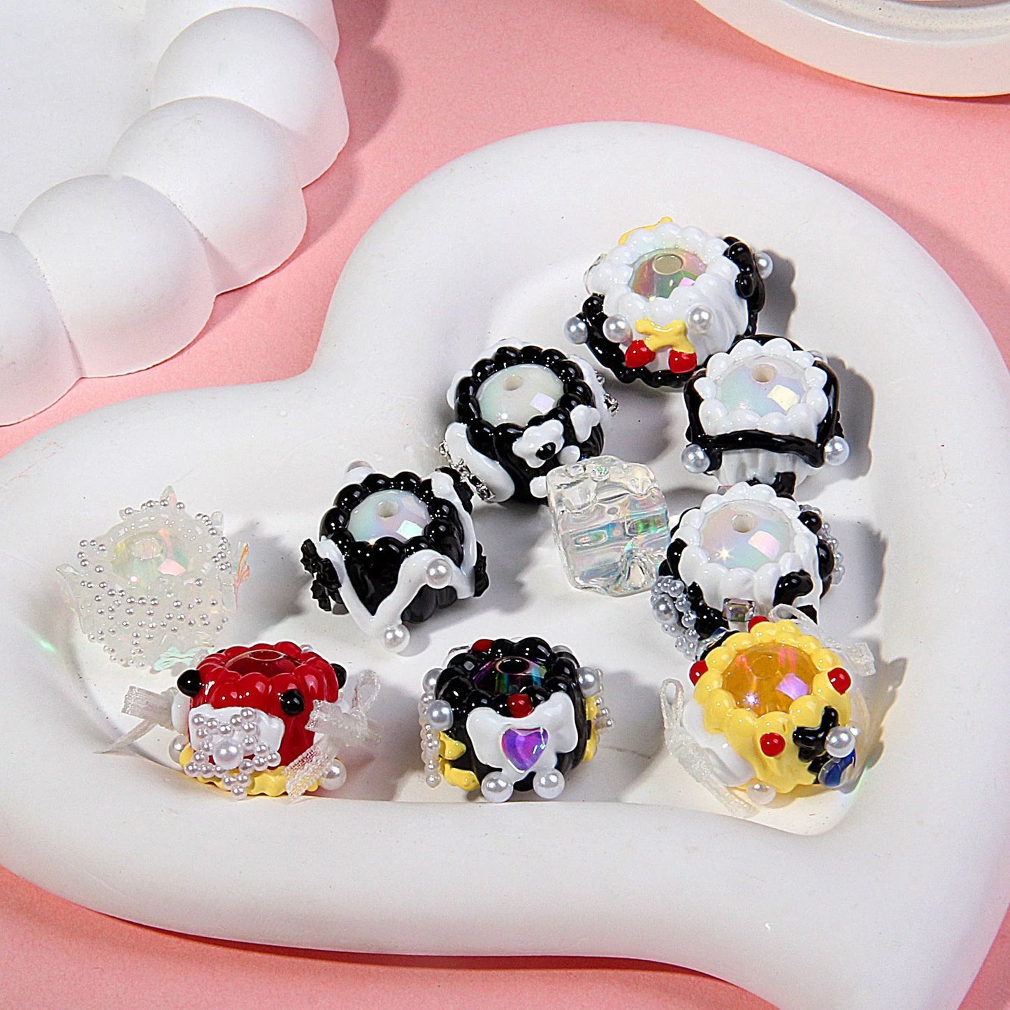 Heavy Oil Hand Painted Acrylic Transparent Colored Beaded Accessories
