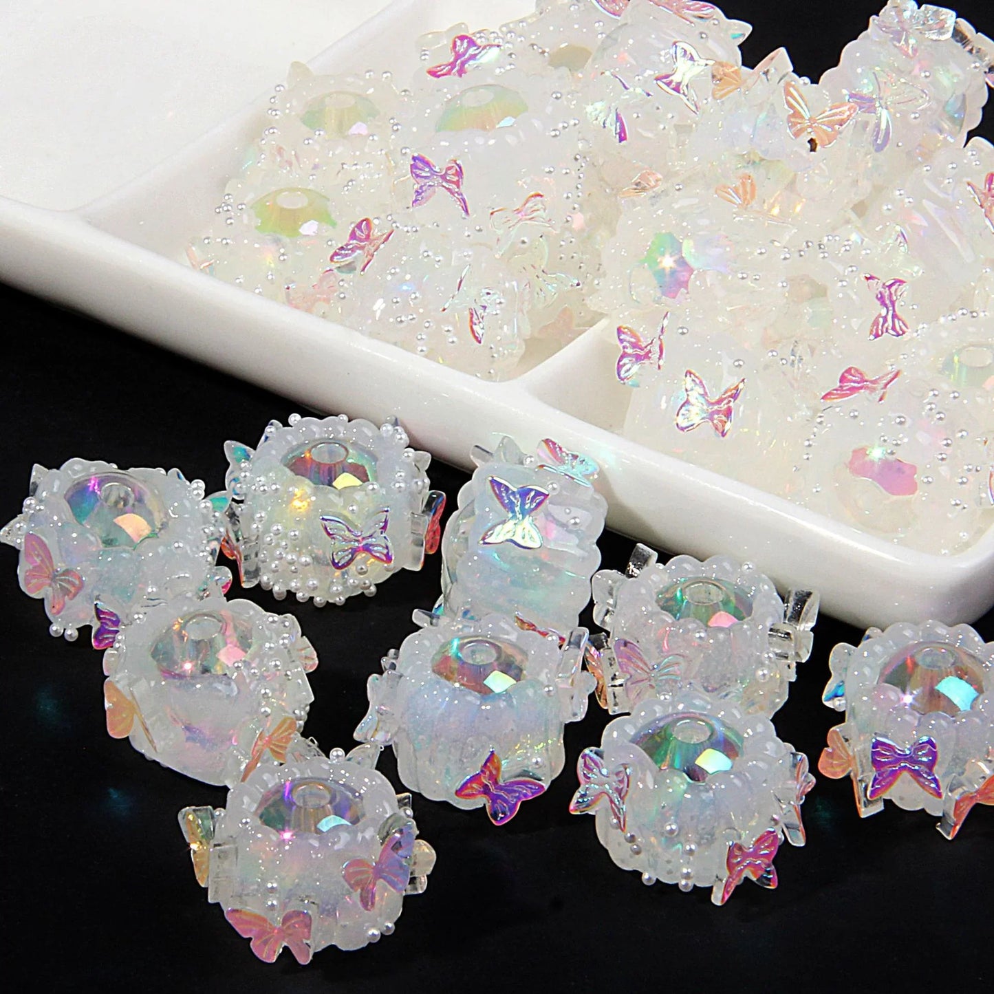 Heavy Oil Hand Painted Acrylic Transparent Colored Beaded Accessories