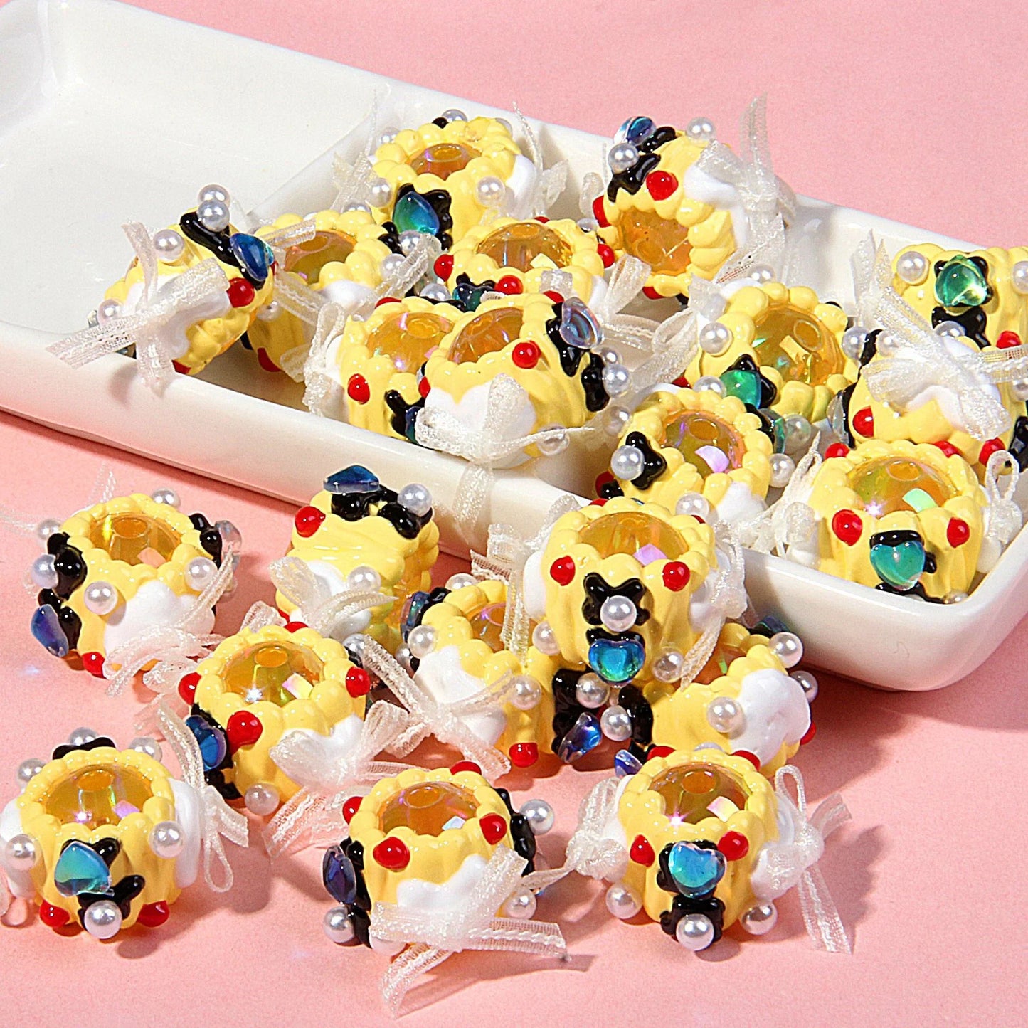 Heavy Oil Hand Painted Acrylic Transparent Colored Beaded Accessories