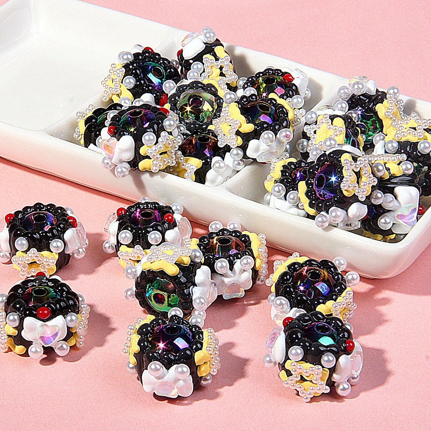 Heavy Oil Hand Painted Acrylic Transparent Colored Beaded Accessories