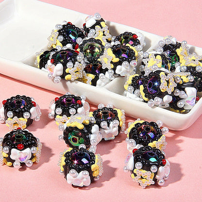 Heavy Oil Hand Painted Acrylic Transparent Colored Beaded Accessories