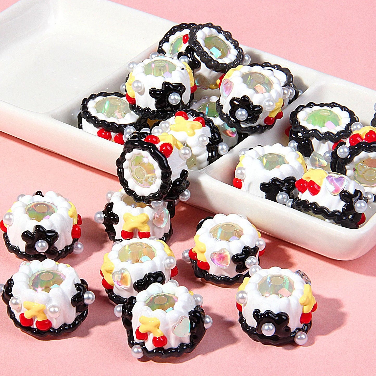 Heavy Oil Hand Painted Acrylic Transparent Colored Beaded Accessories