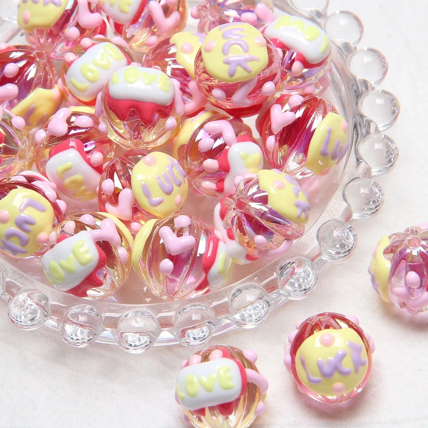 Heavy Oil Hand-painted Beads Beaded Diy Acrylic Beads