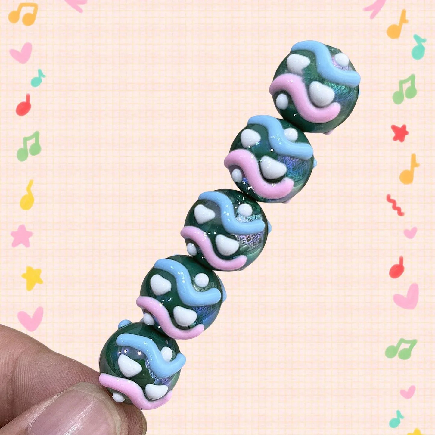 16mm Healing Line Hand Painted Beads Beaded Bracelet Material Loose Beads Beads DIY Accessories