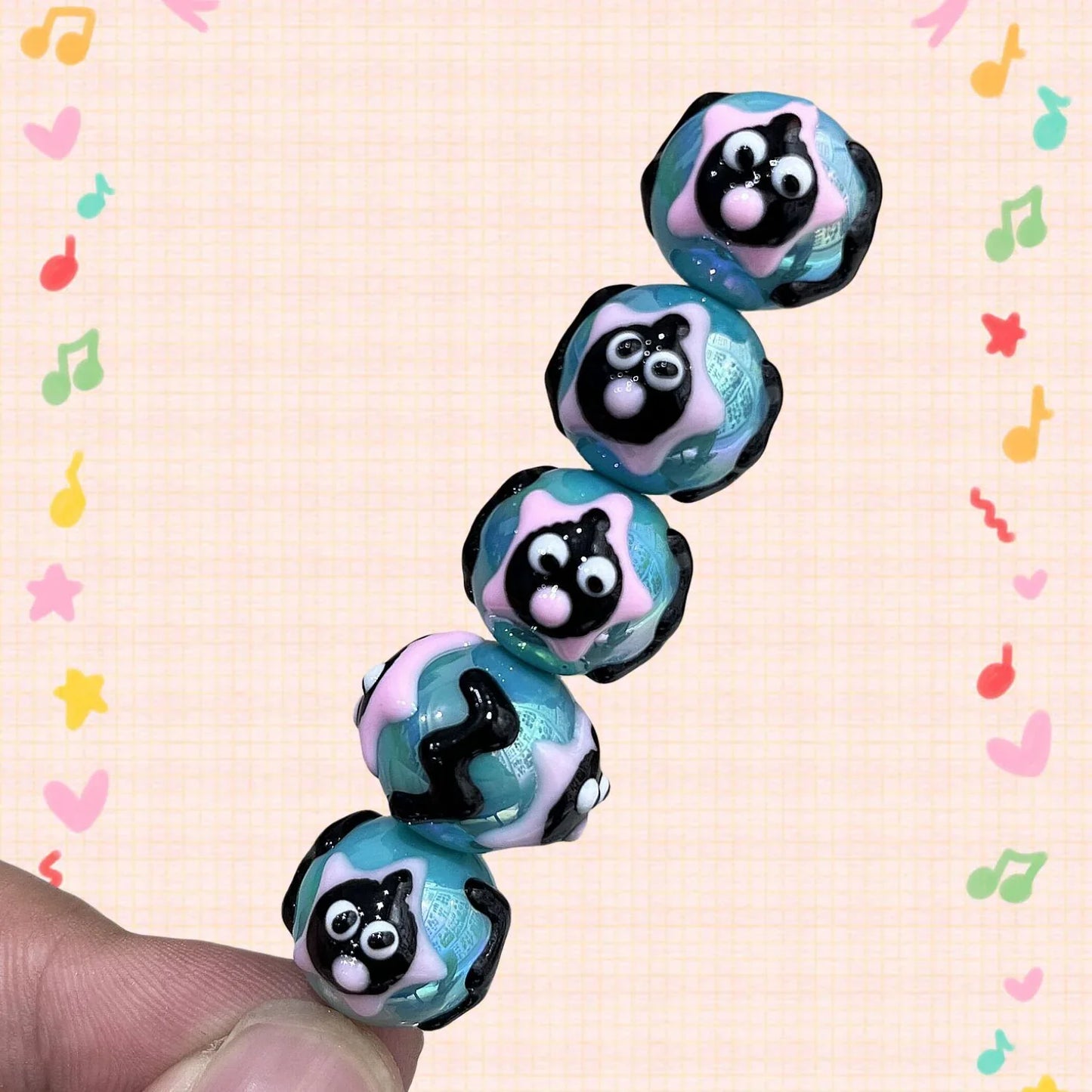 16mm Healing Line Hand Painted Beads Beaded Bracelet Material Loose Beads Beads DIY Accessories