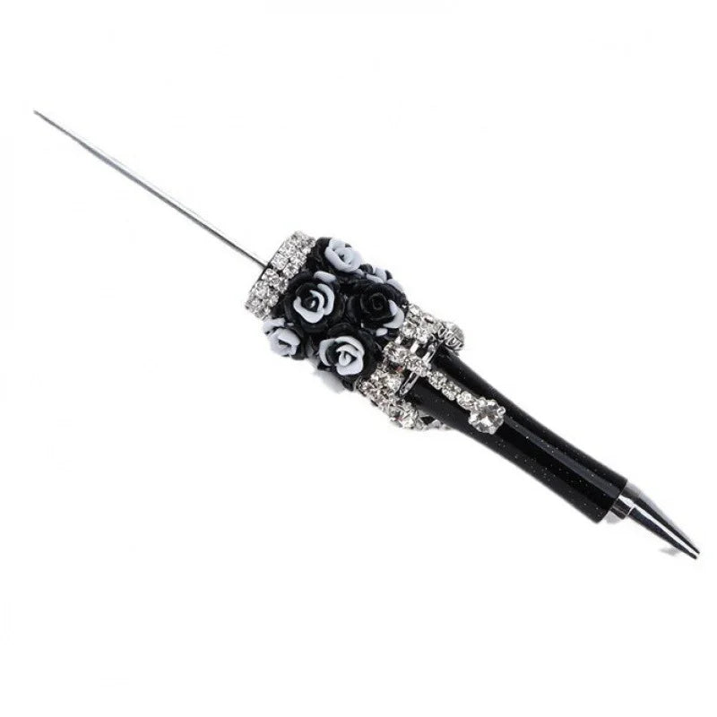 Flower Charm Bead Pen Handmade Rose Heavy-Duty Ballpoint Pen
