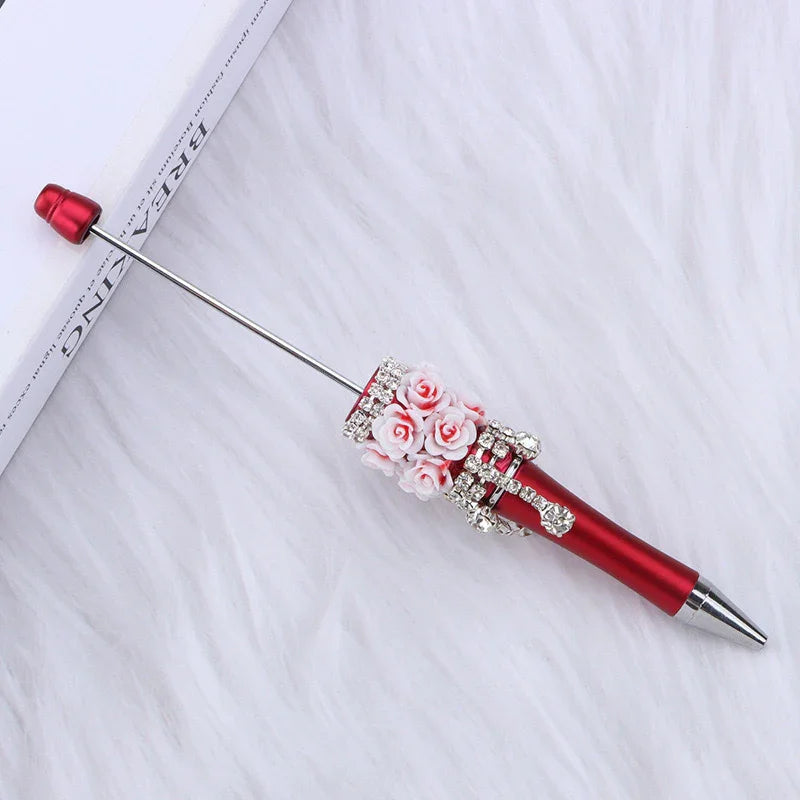 Flower Charm Bead Pen Handmade Rose Heavy-Duty Ballpoint Pen