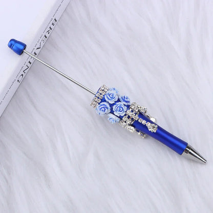 Flower Charm Bead Pen Handmade Rose Heavy-Duty Ballpoint Pen