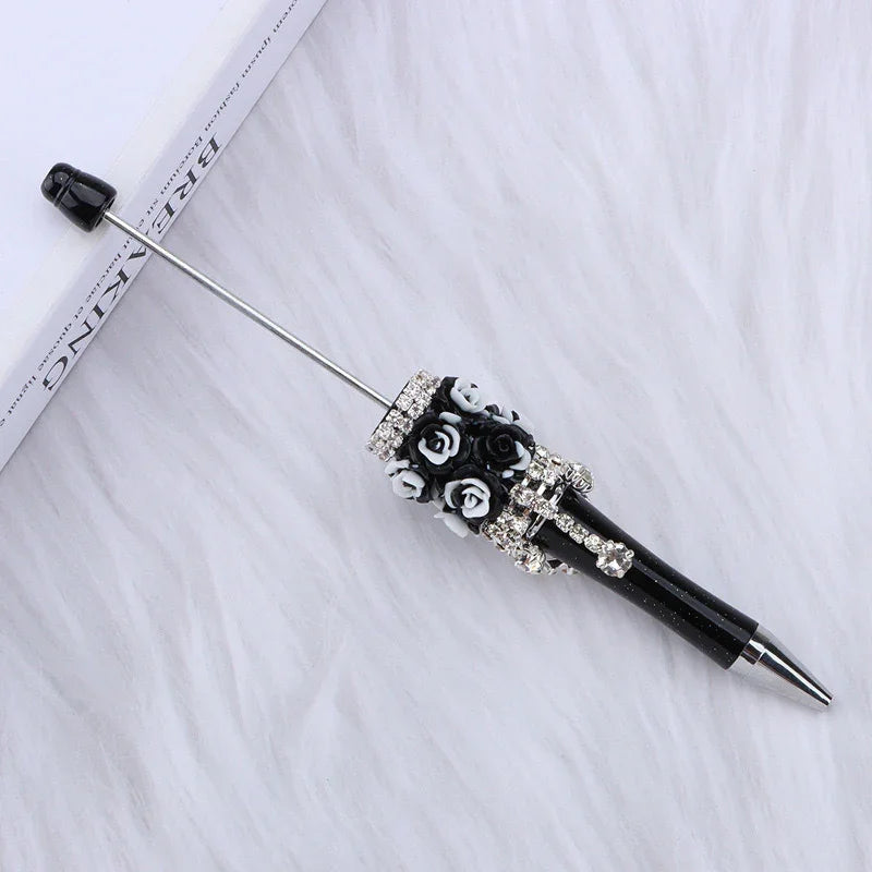 Flower Charm Bead Pen Handmade Rose Heavy-Duty Ballpoint Pen