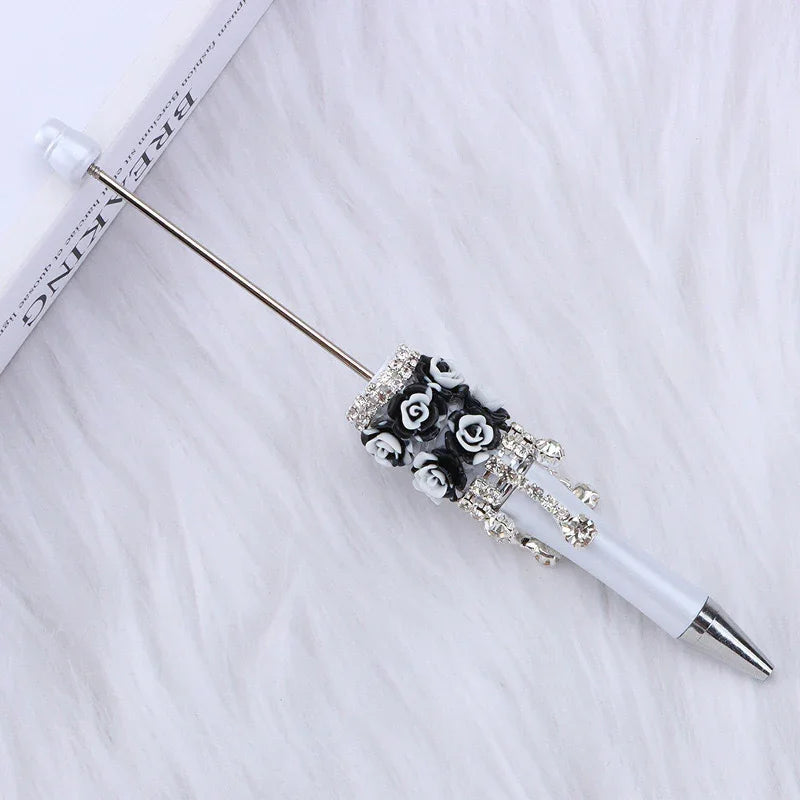 Flower Charm Bead Pen Handmade Rose Heavy-Duty Ballpoint Pen