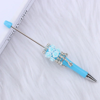 Flower Charm Bead Pen Handmade Rose Heavy-Duty Ballpoint Pen