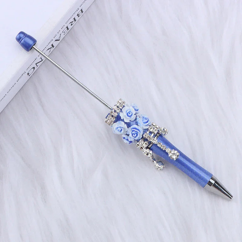 Flower Charm Bead Pen Handmade Rose Heavy-Duty Ballpoint Pen