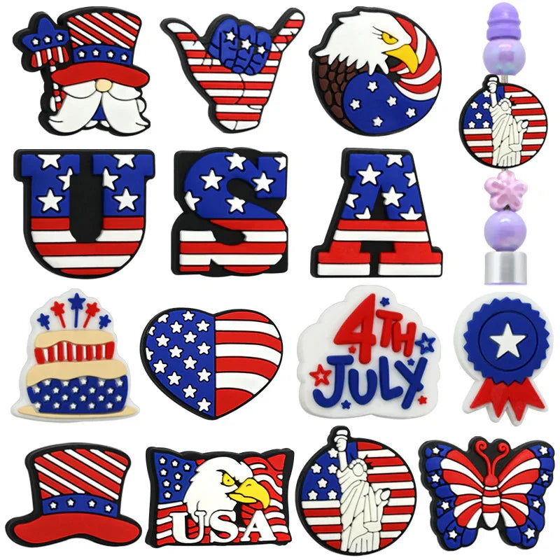 July 4th Independence Day Focus Beads | Silicone Focal Bead for DIY Keychain & Pen Wrap