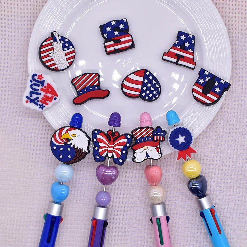 July 4th Independence Day Focus Beads | Silicone Focal Bead for DIY Keychain & Pen Wrap