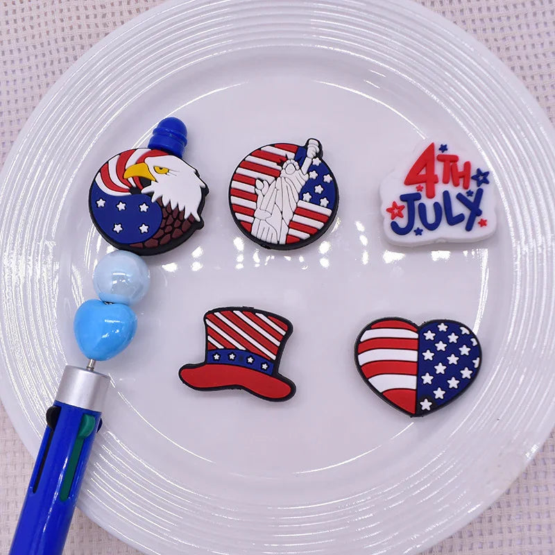 July 4th Independence Day Focus Beads | Silicone Focal Bead for DIY Keychain & Pen Wrap