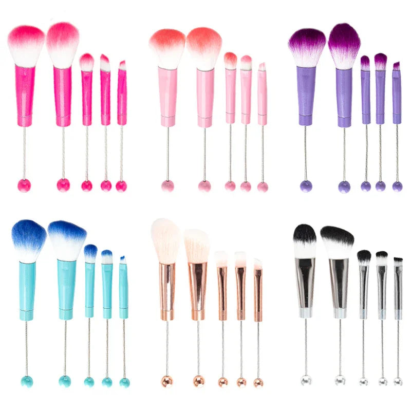 5 DIY Metal Handle Beaded Makeup Brush Suit | DIY Beadable Pen Craft Gift Idea