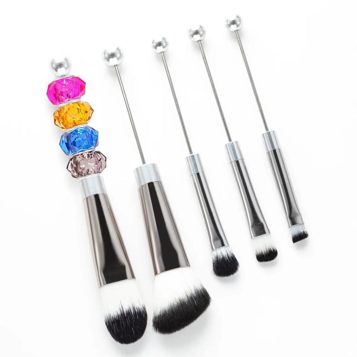 5 DIY Metal Handle Beaded Makeup Brush Suit | DIY Beadable Pen Craft Gift Idea
