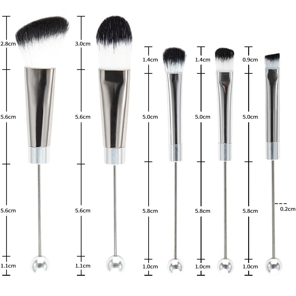 5 DIY Metal Handle Beaded Makeup Brush Suit | DIY Beadable Pen Craft Gift Idea