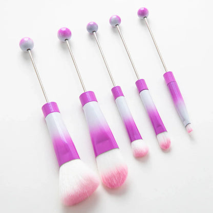 5 DIY Metal Handle Beaded Makeup Brush Suit