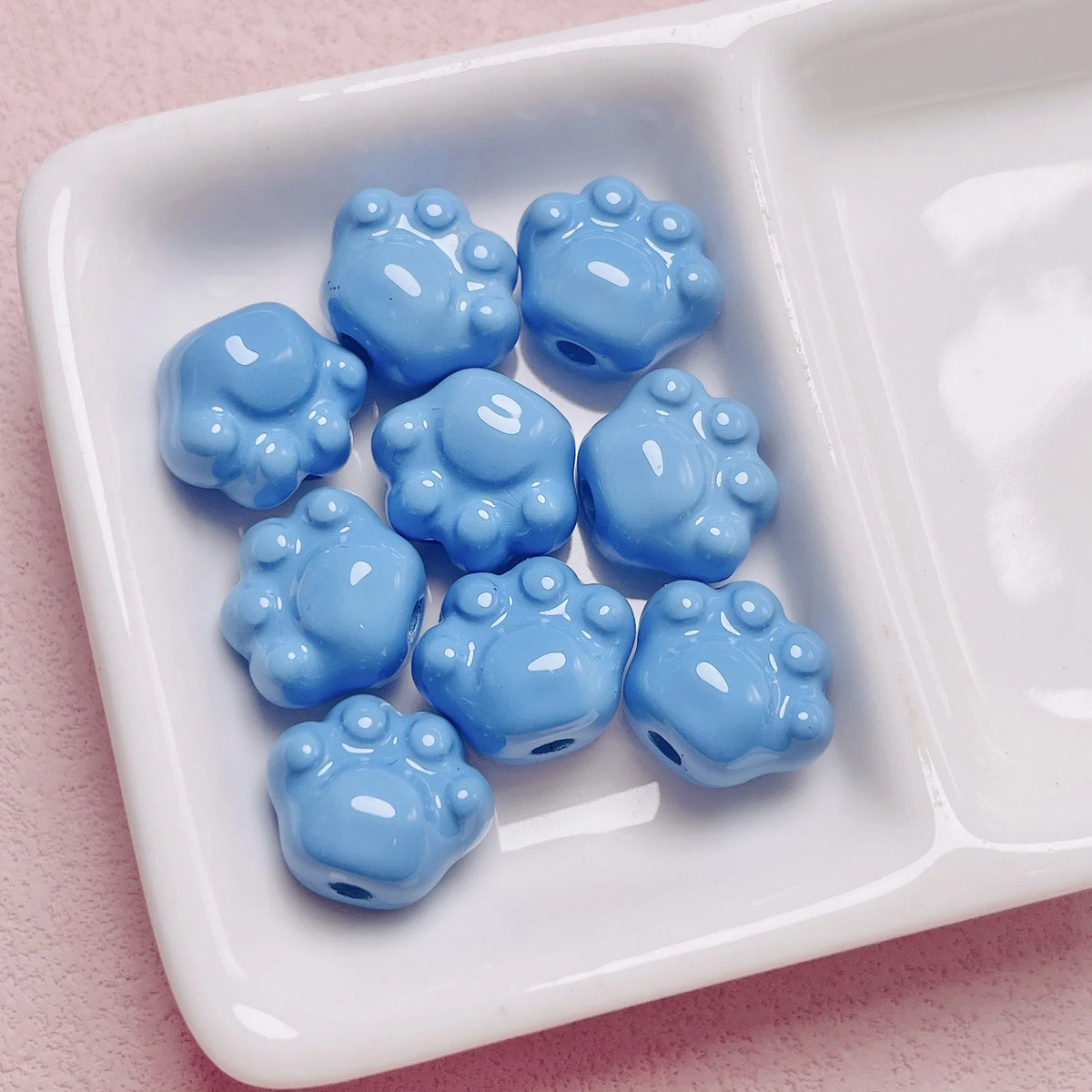 Color Cute Paint Cat Claw Straight Hole Beading | Acrylic Bead for DIY Bracelet Keychain Jewelry Making
