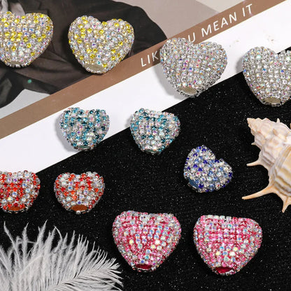 Rhinestone Claw Chain Love Diamond Ball Acrylic Straight Hole Beads 5PCS