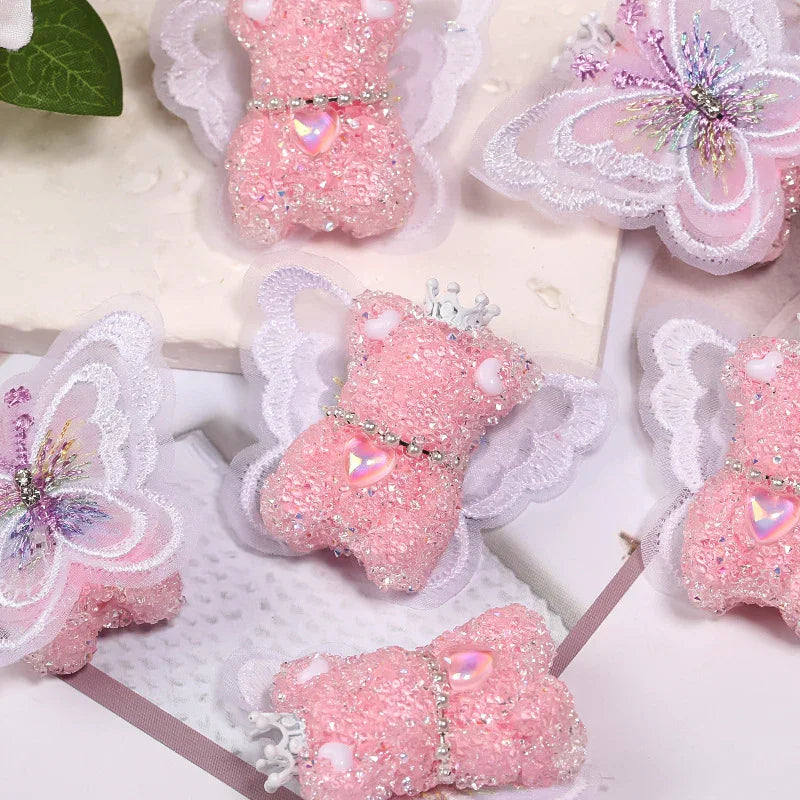 Wings Bear Sugar Beads Full Diamond Beads | Acrylic Bead for DIY Bracelet Keychain Jewelry Making