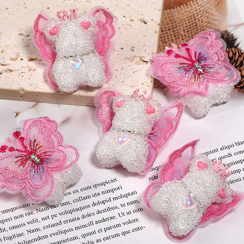 Wings Bear Sugar Beads Full Diamond Beads | Acrylic Bead for DIY Bracelet Keychain Jewelry Making