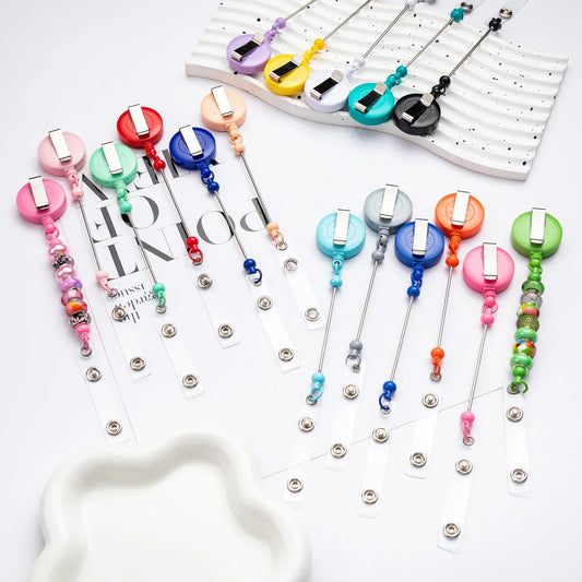 Card Holder Retractable Easy-pull Buckle DIY Beads Badge ID Easy-pull Pull Buckle