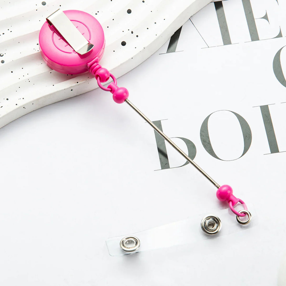 Card Holder Retractable Easy-pull Buckle DIY Beads Badge ID Easy-pull Pull Buckle | DIY Beadable Pen Craft Gift Idea