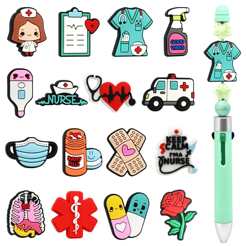 Medical Care Beads Soft Plastic Beads PVC Glue Beads | Silicone Focal Bead for DIY Keychain & Pen Wrap