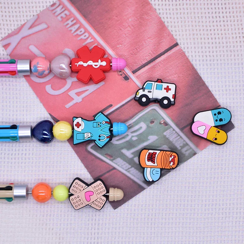 Medical Care Beads Soft Plastic Beads PVC Glue Beads | Silicone Focal Bead for DIY Keychain & Pen Wrap