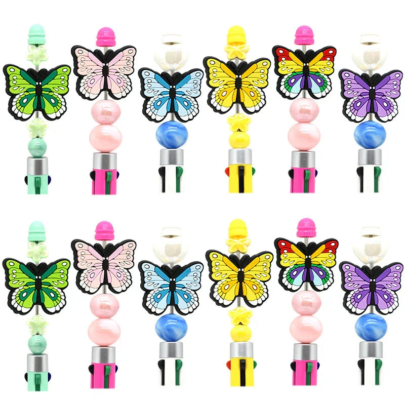 Colorful butterfly beaded DIY scattered beads | Silicone Focal Bead for DIY Keychain & Pen Wrap