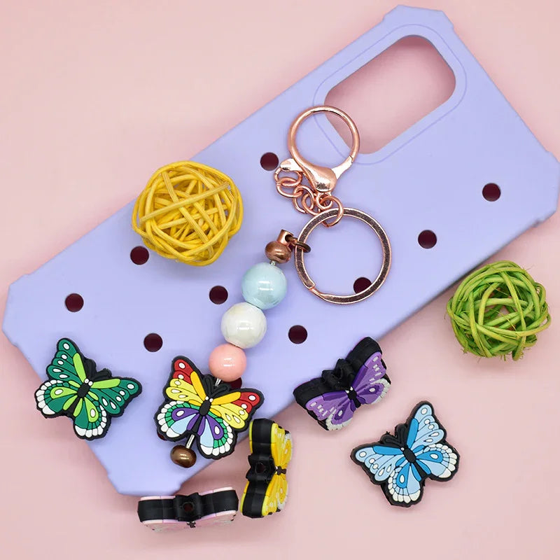 Colorful butterfly beaded DIY scattered beads | Silicone Focal Bead for DIY Keychain & Pen Wrap